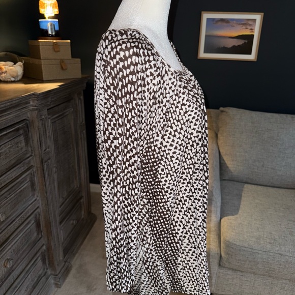 Michael Kors Brown and White Patterned Top XL - Picture 3 of 8
